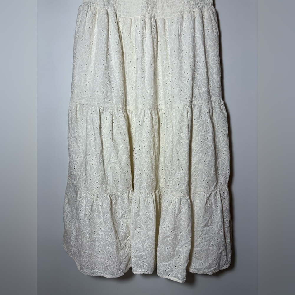 MADEWELL Eyelet Lucie Tie-Strap Tiered Midi Dress Off White Sz XL - Picture 6 of 11
